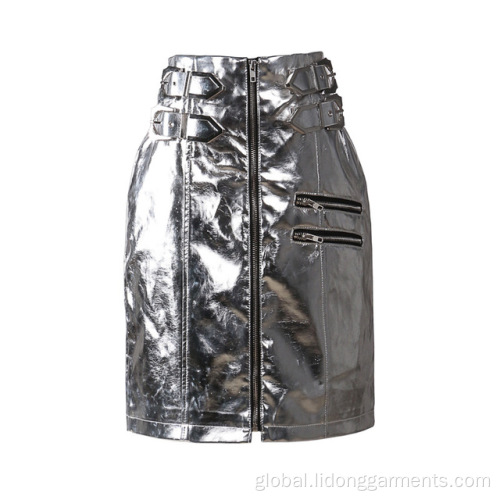 China Autumn Superior Quality Zipper Lady Leather Skirt Manufactory